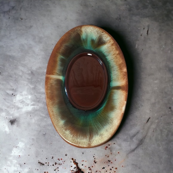 MCM drip glaze pottery small platter dish ashtray Handmade CCC CANADA 1960-65 - Picture 3 of 10